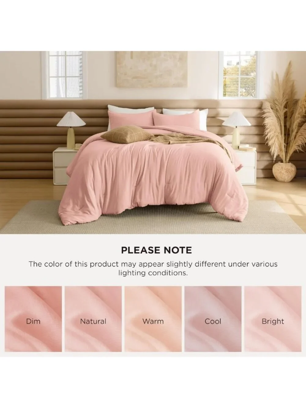 Cozy Blush Pink Queen Comforter Set - Soft Lightweight Bedding, 3 Pieces for All